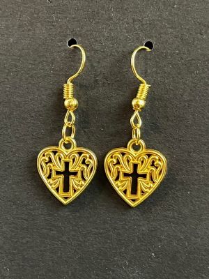 Gold Heart & Cross earrings