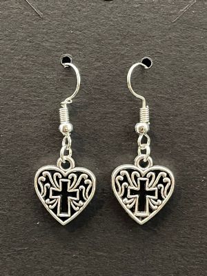 Silver Heart & Cross earrings